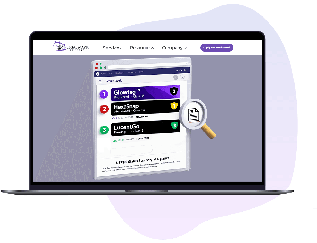 Comprehensive trademark search dashboard preview