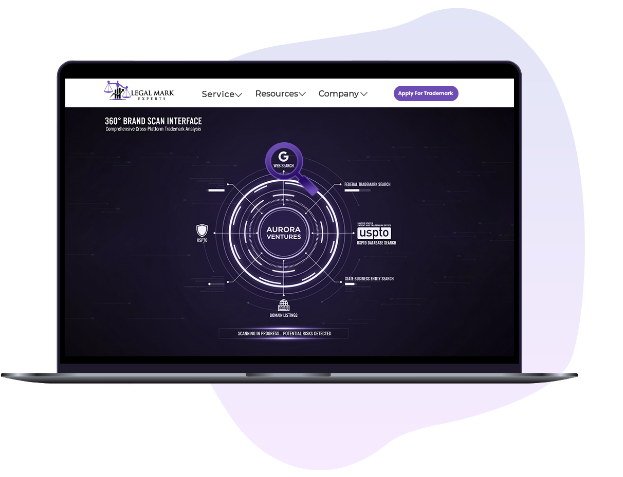Dashboard preview of a USPTO trademark search report